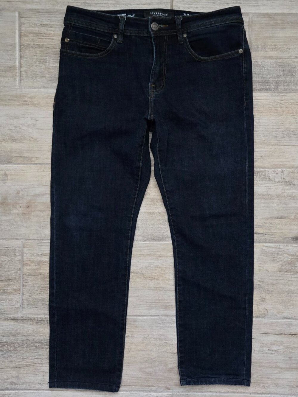 Liverpool Kingston Modern Straight Jeans Mens Dark Wash Stretch Denim 32W 30L